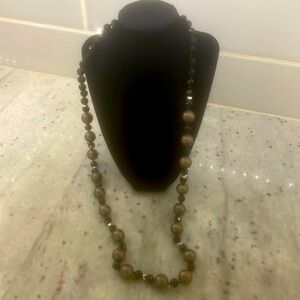 Long Black And Brown Beaded Necklace